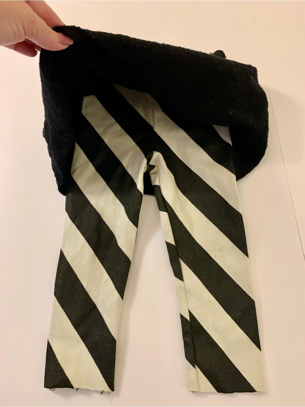 Black Skirted Leggings with Bold Diagonal Stripes - Picture 2 of 7